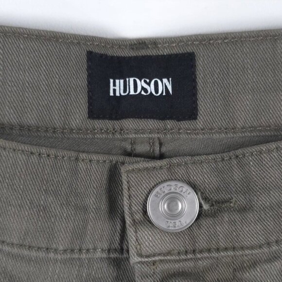 HUDSON CROP RILEY Relaxed Straight Distressed LOGD Green Jeans WC4100DLW Size 27 - Picture 8 of 16